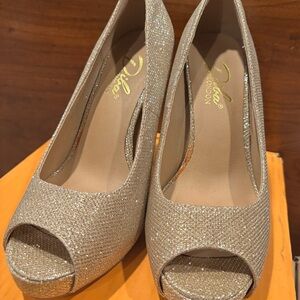 Diba Glittering Gold Peep-Toe Heels